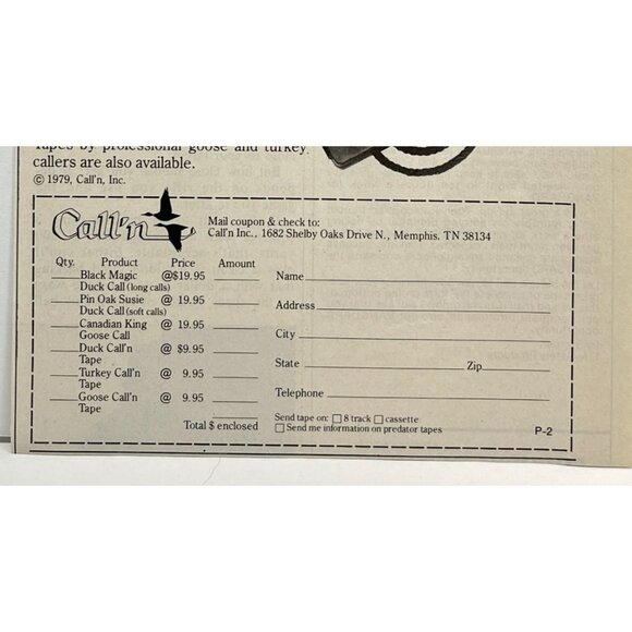 Call'n Duck Calls Print Ad Vintage 1980 Hunting Black Magic Cassette Instruction - Picture 5 of 6